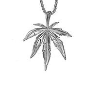 Hip Hop Collier avec pendentif en forme de feuille de canna n acier inoxydable noir avec chaîne de 61 cm, Acier inoxydable, Inconnu