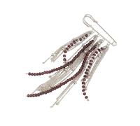 Hip Hop Crystal Bead Tassel Chain Brooch Pin | 6.3x2.3 Inch Fashion Suit Lapel Accessory | Iridescent Rhinestone Statement Pendant For Jackets | Ins Style Dangle Breastpin Bling