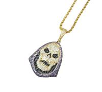 Hip-hop Crystal Devil Collier Bling Iced Out Hell Death Pendant Men's Gothic Rock Rap Party Bijoux