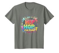 Hip Hop Culture Vibrant Urban Beat pour Les Hommes Amateurs de Musique T-Shirt, Enfant, Vert Kaki chiné, 8 Ans