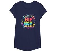 Hip Hop Culture Vibrant Urban Beat pour Les Hommes Amateurs de Musique T-Shirt, Fille, Bleu Marine, XS