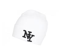 -Hip Hop Honour-Bonnet NY Blanc et Noir en Laine Tendance et Chaude Nevy - Blanc Taille unique