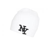 Hip Hop Honour Bonnet NY Blanc et Noir en Laine Tendance et Chaude Nevy - Taille Unique - Blanc