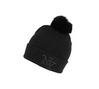 Hip Hop Honour Bonnet Pompon Fourrure NY Noir en Laine Look Tendance Katzy - Taille Unique - Noir