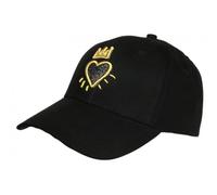 Hip Hop Honour Casquette Couronne Doree et Noire Strass Coeur en Daim Corona - Taille Unique - Noir