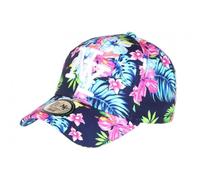 Hip Hop Honour Casquette Enfant Bleue et Roses Fleurs Tropicales Exotiques Hawai 7 a 12 Ans - Taille Unique - Bleu
