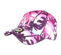 Hip Hop Honour Casquette Enfant Rose et Bleue Palmiers Tropicaux NY Sunrise 7 a 12 Ans - Taille Unique - Rose