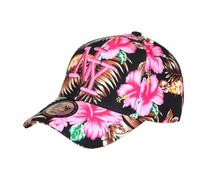 Hip Hop Honour Casquette Enfant Rose et Noire Fleurs Tropicales Baseball NY Hawai 7 a 12 Ans - Taille Unique - Noir