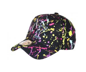 Hip Hop Honour Casquette Enfant Rose Jaune Tags Streetwear NY Paynter de 7 a 11 Ans - Taille Unique - Noir