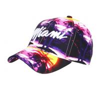 Hip Hop Honour Casquette Miami Violette Jaune Palmiers Tropical Night Baseball - Taille Unique - Violet