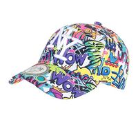 Hip Hop Honour Casquette NY Blanche et Violette Print Pop Art Cartoons Baseball Wow Boom - Taille Unique - Blanc