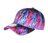 -Hip Hop Honour-Casquette NY Bleue et Rouge Print Flammes Streetwear Baseball Fire - Bleu Taille unique