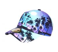 Hip Hop Honour Casquette NY Bleue et Violette Palmiers Tropicale Copaka Baseball - Taille Unique - Bleu