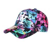Hip Hop Honour Casquette NY Fleurs Bleues et Roses Tropicales Tendance Hawai - Taille Unique - Bleu