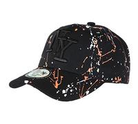 Hip Hop Honour Casquette NY Orange Blanche et Noire Style Tags Streetwear Baseball Paynter - Taille Unique - Noir