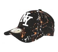 Hip Hop Honour Casquette NY Orange Noire et Blanche Look Tags Streetwear Baseball Paynter - Taille Unique - Noir