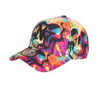 Hip Hop Honour Casquette NY Tête de Mort Rose Orange Streetwear Baseball Skull - Taille Unique - Rose