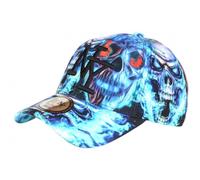 Hip Hop Honour Casquette Tête de Mort Bleue Print Original NY Baseball Skull - Taille Unique - Bleu