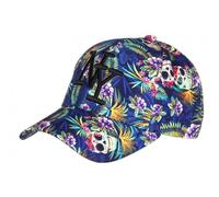 Hip Hop Honour Casquette Tête de Mort Bleue Verte Tropicale NY Baseball Skull - Taille Unique - Bleu