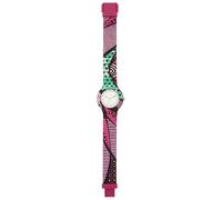 Hip Hop Hop Women Block Block Diad Mono -Color Bianco Movement Only Time - 3h Quartz et Slicone Strap avec Tissu Multicolore HWU1142