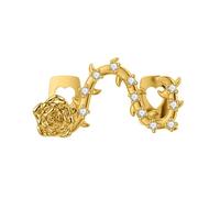 Hip Hop Iced Out CZ Diamond Teeth Grillz, Accessoires De Bijoux De Dents De Rose Creuse À La Mode De Rue(Gold)