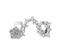 Hip Hop Iced Out CZ Diamond Teeth Grillz, Accessoires De Bijoux De Dents De Rose Creuse À La Mode De Rue(Silver)