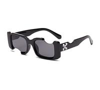 Hip-hop Lunettes de soleil carrées Femmes Hommes Off Notch Hole Design Blanc Lunettes de soleil Bleu Dames Vintage Shados Lunettes Protection UV, Noir Gris, Autre