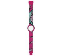 HIP HOP Montre femme, collection WAX BLOCK, mouvement analogique, résistant à l'eau jusqu'à 50 mètres, bracelet en silicone avec tissu, longueur réglable, idées cadeaux pour femme, rose, case 32 mm