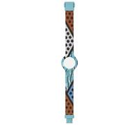 HIP HOP Montre femme, collection WAX BLOCK, mouvement analogique, résistant à l'eau jusqu'à 50 mètres, bracelet en silicone avec tissu, longueur réglable, idées cadeaux pour femme, bleu ciel, case 32
