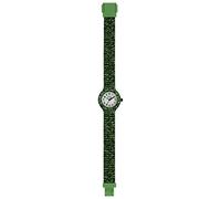 Hip HOP Montre pour Enfant - Fun - Cadran uni - Mouvement Uniquement - Quartz 3H et Bracelet en Silicone avec Tissu Multicolore HWU1153, Vert, Taille Unique, Bracelet