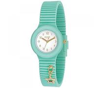 Hip Hop Montre pour Femme Dancing in The Light Aqua 3H Lady de Couleur Verte avec Bracelet en Silicone, diamètre du boîtier : 32 mm, HWU1089