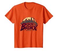 Hip Hop né dans Le Bronx Urban NYC Skyline Art T-Shirt, Enfant, Orange, 6 Ans