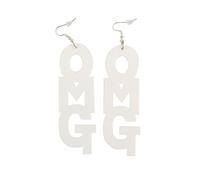 Hip Hop OMG Lettre Acrylique Longue Balancer Déclaration Femmes Crochet Boucles D'oreilles Bijoux pour Femmes Filles Adolescentes Anniversaire Noël Amis CadeauDurability