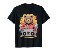 Hip Hop Ours Boombox Style Streetwear Animaux T-Shirt