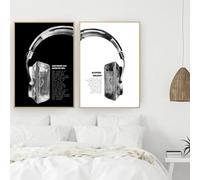 Hip Hop Rapper Delight - Paroles de chanson, citation musicale, grande affiche et impression, image d'art mural de casque pour la décoration intérieure du salon 70x100cmx2 cadres