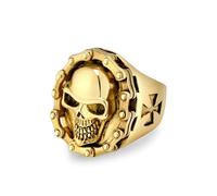Hip hop ROCK Vintage HipHop Biker Skull Bague en acier titane Bijoux uniques pour hommes
