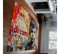 Hip Hop Style Tapis Coloré Graffiti Street Art J’AI Un rêve Mignon garçon et Vache Imprimer Mince Tapis pour Salon Chambre 160 x 230 cm