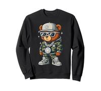 Hip Hop Teddy Bear Lunettes de Soleil avec chaîne Camouflage Sweatshirt