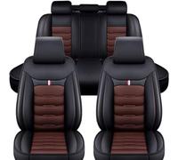 HIPATU Voiture Ensembles de Housses Siège pour Mitsubishi Outlander PHEV 2014-2021, Couvre-Siège en PU Cuir, Imperméables Coussins de Siège Avant Et Arrière,Black-Coffee