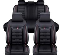 HIPATU Voiture Ensembles de Housses Siège pour Mitsubishi Outlander PHEV 2014-2021, Couvre-Siège en PU Cuir, Imperméables Coussins de Siège Avant Et Arrière,Black-Red
