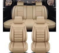 HIPATU Voiture Housses de Siège Avant et Arrière pour Volvo C70 2008-2023, Ensemble Complet Protection de Sieges en Cuir Imperméable Anti-Rayures Auto Accessoires,A/Beige