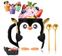 Hiphiprun Highland Porte-pinte de crème glacée avec cuillère, avec fentes pour sabot pour tenir votre cuillère, pour pintes de 473,6 g, récipient isotherme, tasse de soda pour les amateurs de vache