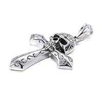 Hiphop Collier avec pendentif en forme de tête de mort en acier inoxydable pour homme Style gothique motard 56-76 cm Chaîne torsadée Alliage d'acier