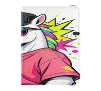 Hiphop Licornes Graffiti Graphique Cuir Passeport et Vaccin Porte-passeport Combo Voyage Portefeuille Portefeuille Passeport Étui pour Homme et Femme Imperméable