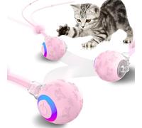 hipibbo Balle interactive pour chat d'intérieur, jouet automatique pour chats adultes ennuyés, activé par le mouvement, rechargeable par USB (rose)