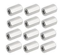 HiPicco Lot de 12 écrous d'accouplement hexagonaux, 3/8-16 UNC 20 mm de longueur, écrous d'accouplement de tige en acier inoxydable 304 pour tiges filetées et goujons