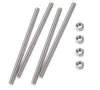 HiPicco Lot de 4 tiges et goujons entièrement filetés M5 x 100 mm, tiges filetées à droite en acier inoxydable 304, pas de filetage M5-0,8 pour boulons d'ancrage, pinces, cintres et boulons en U 【avec