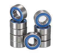 HiPicco MR74-2RS Lot de 10 roulements à billes à rainure profonde, ID 4 mm x OD 7 mm x largeur 2,5 mm, roulements à billes doubles en caoutchouc scellés, acier chromé pré-lubrifié, levier Z2 bleu