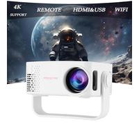 Hipipooo Mini Projecteur,Portable Vidéoprojecteu Home Cinéma WiFi 6-1080P Natif (Support 4K),[Keystone & Focus Auto] Projecteur Video Intérieur/Extérieur - Compatible iPhone/Android/PS5 (Blanc)