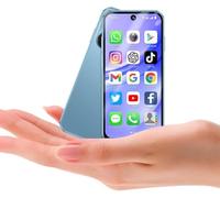 Hipipooo Mini Smartphone 4G, Double SIM, écran 3,88 Pouces, Double caméra 2,0 + 5,0MP, Batterie 1950mAh, Mini téléphone Android 12 pour Enfants(Bleu,4GB+64GB)